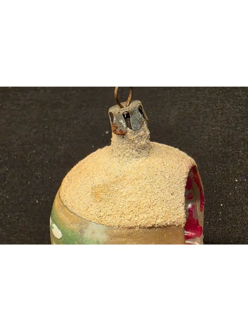 Vintage MCM Mercury Glass w Mica Indented Reflector Christmas Ornament